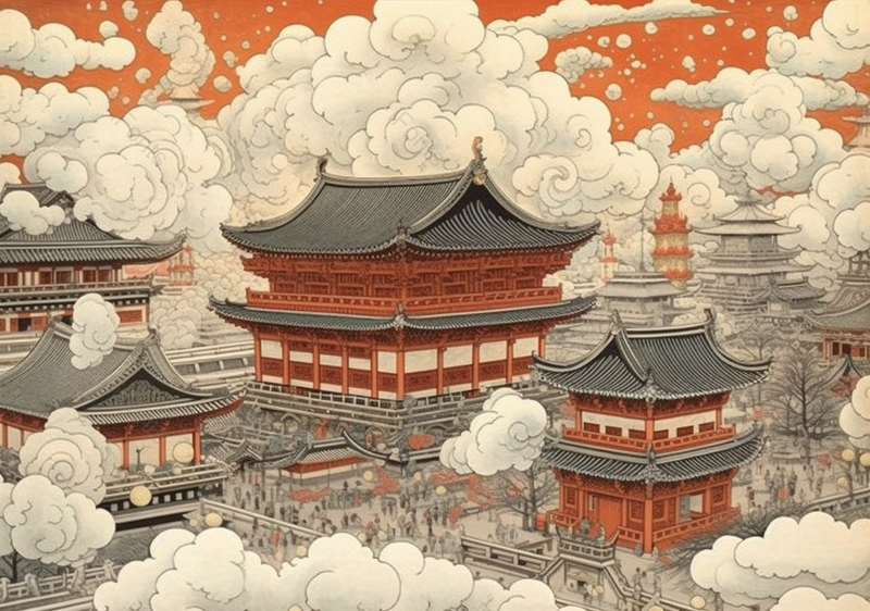 中国风国潮古代古典建筑楼阁插画,插画/手绘图,插画/手绘图库,插画/手绘图下载,插画/手绘